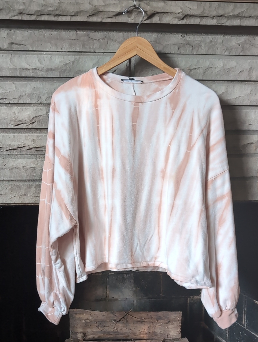 Lulus Women’s Light Peach Tie-Dye Long Sleeve Top Size Medium